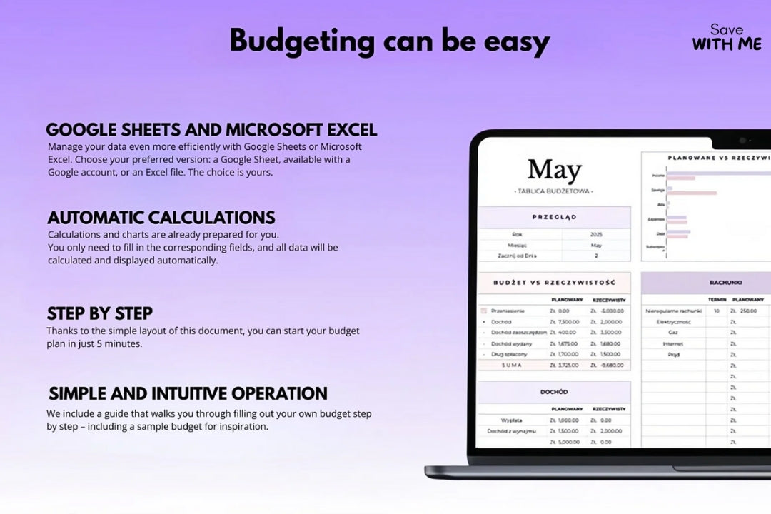 Budgeting Template for Excel& Google Sheets (ALL currencies)
